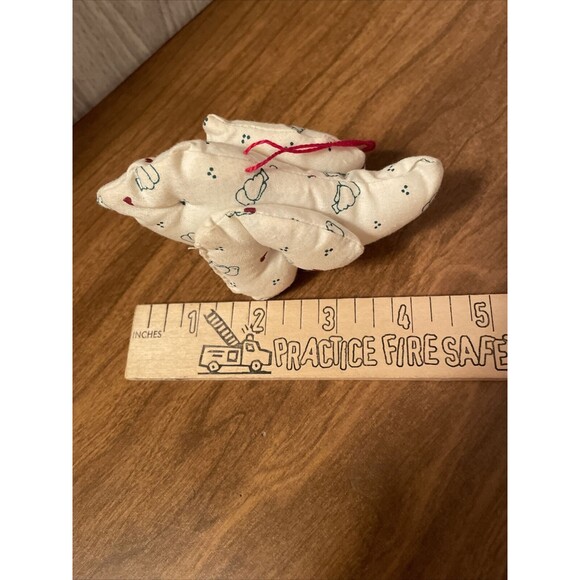 Vintage Handmade Christmas Tree Ornament Bird Dove Plush 1980s White Red - Picture 8 of 9